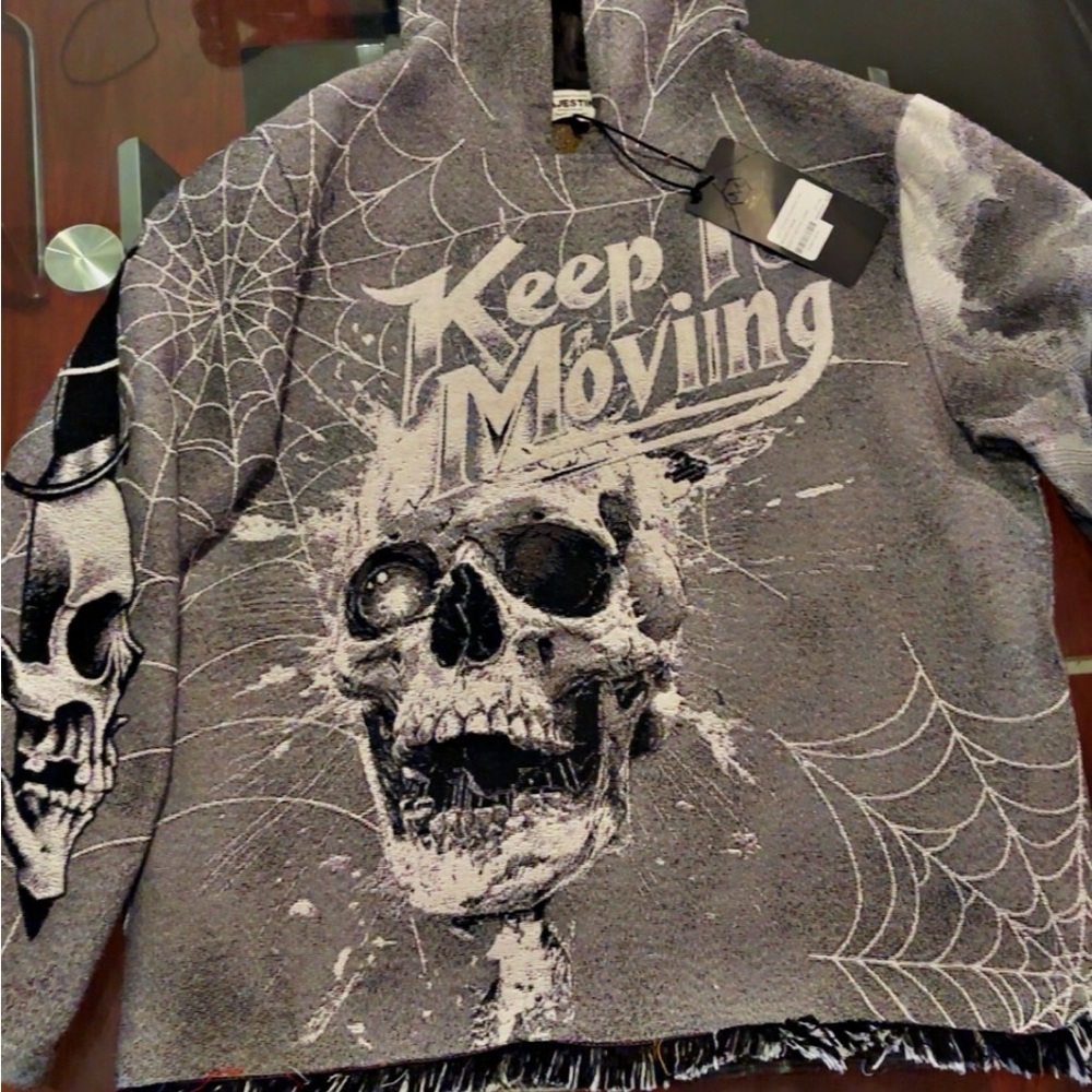 Men's Gray Skull Graphic Lightweight Jacket